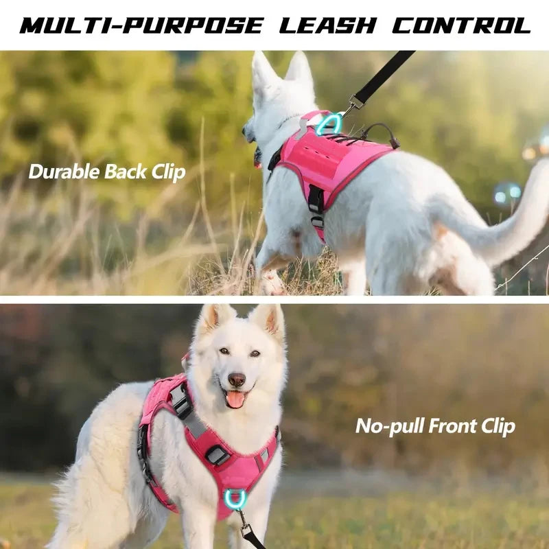 Reflective Adjustable No-Pull Tactical Dog Harness with Handle for Large Dogs