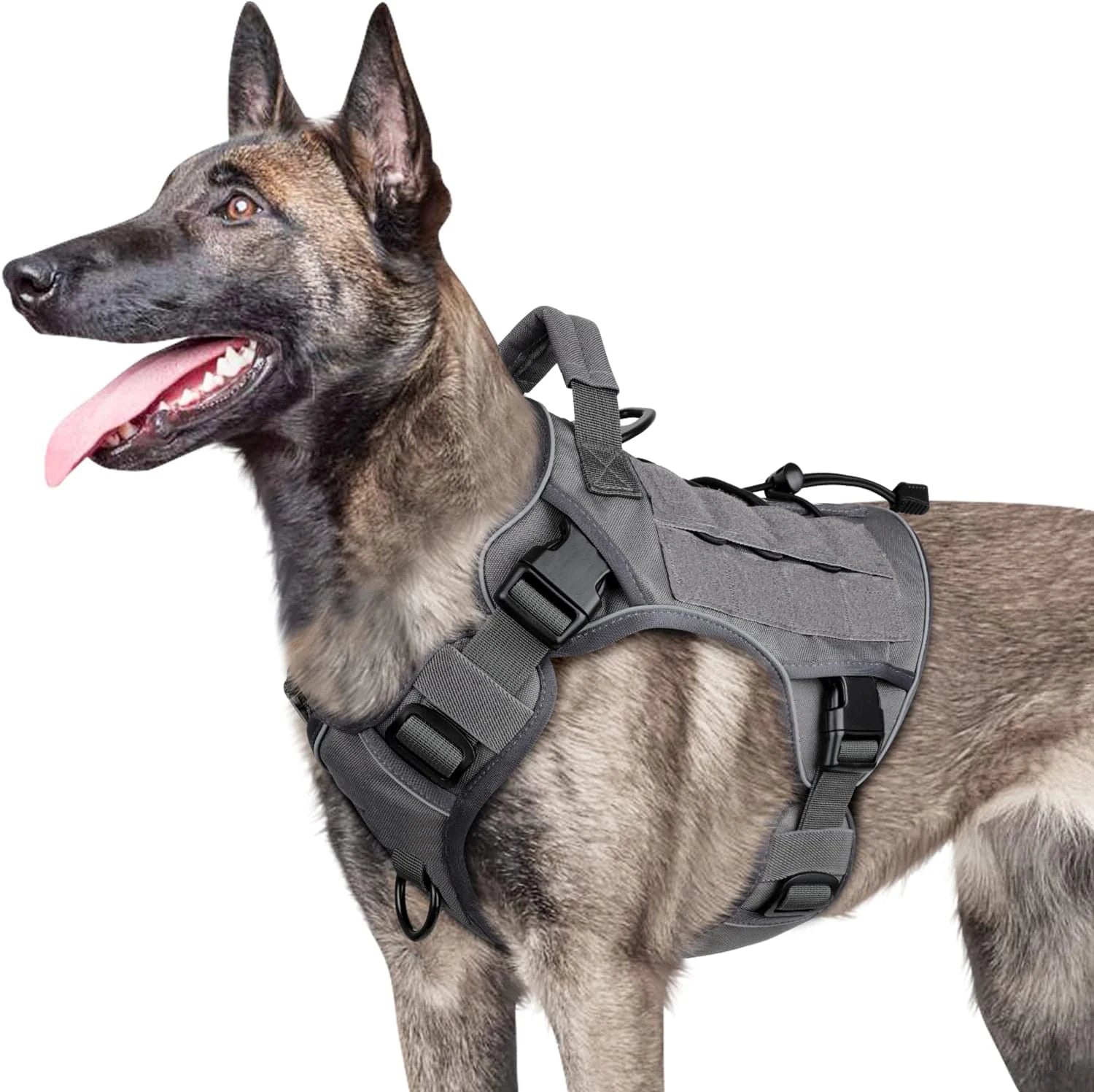 Reflective Adjustable No-Pull Tactical Dog Harness with Handle for Large Dogs