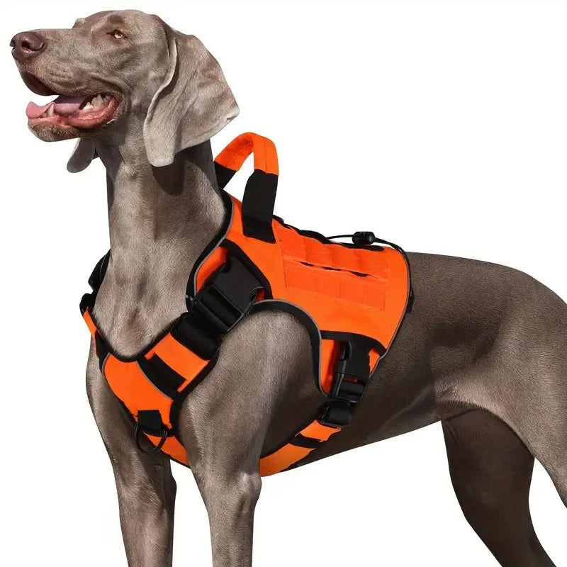 Reflective Adjustable No-Pull Tactical Dog Harness with Handle for Large Dogs