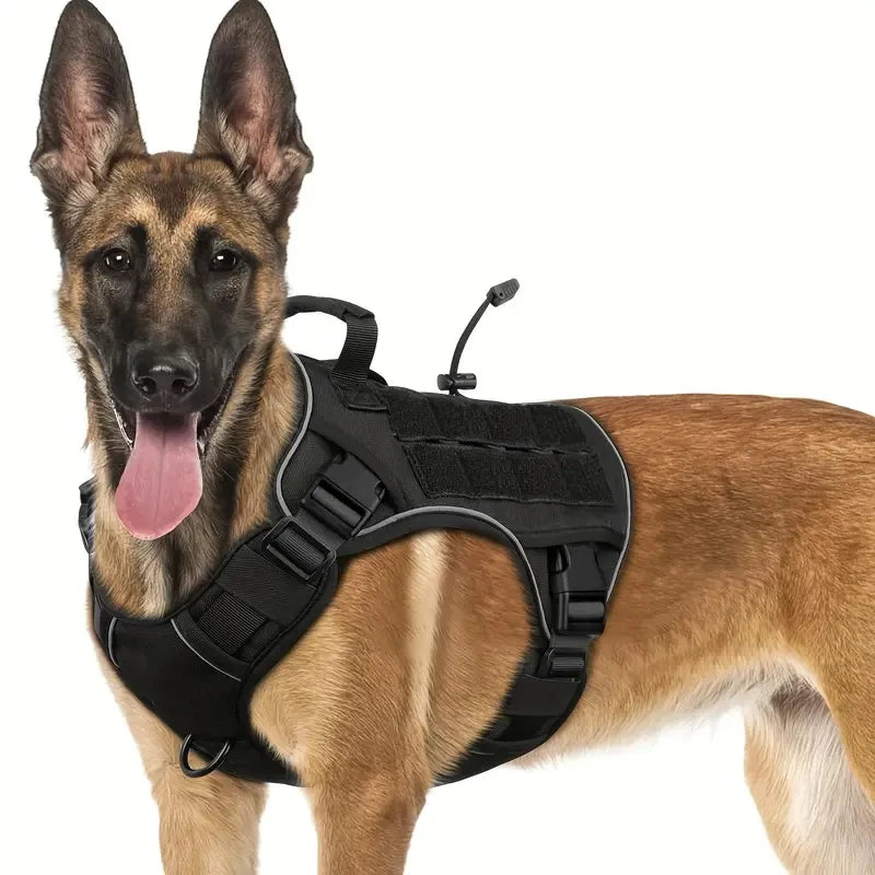 Reflective Adjustable No-Pull Tactical Dog Harness with Handle for Large Dogs